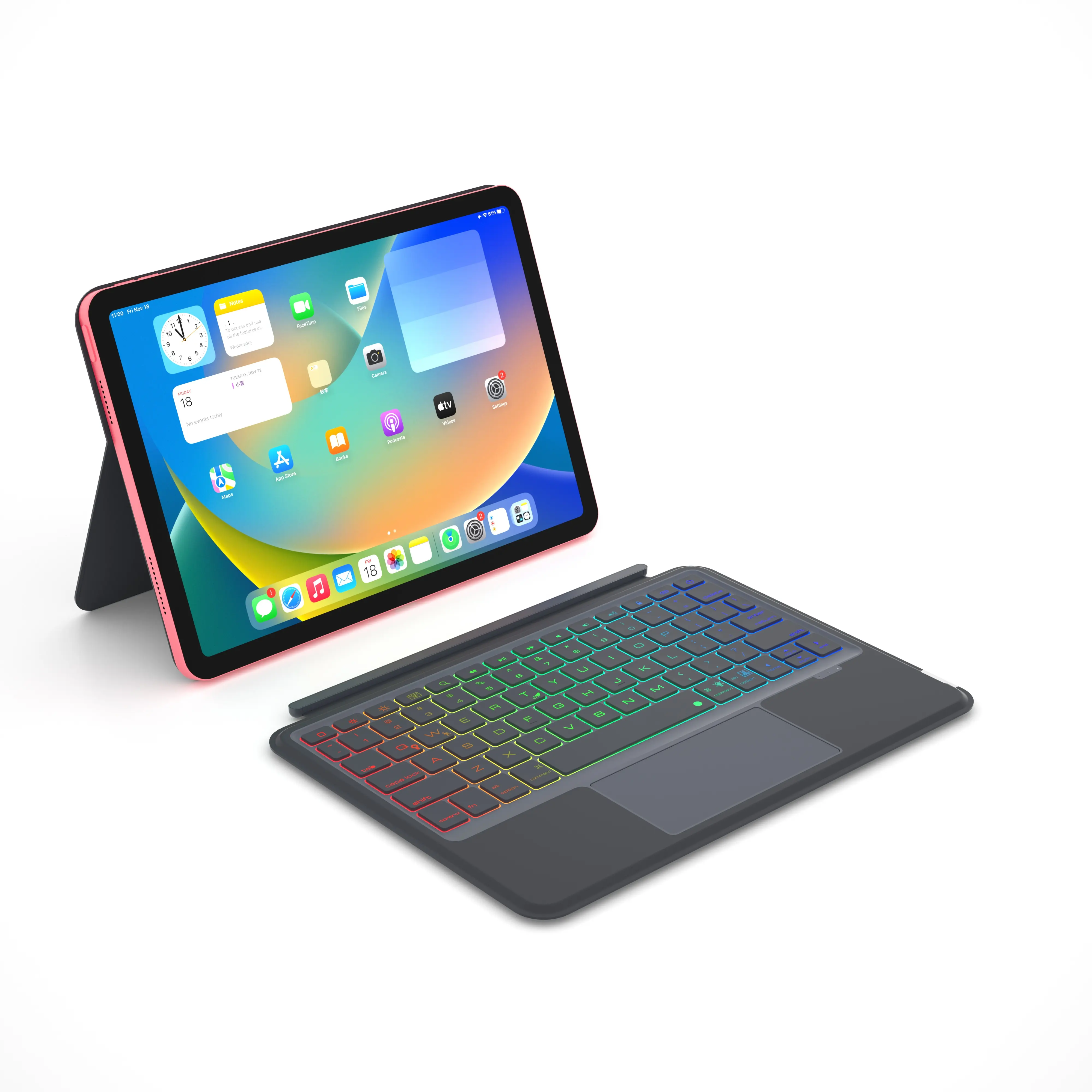 Magic Touchpad Tastatur Fall Track pad RGB Hintergrund beleuchtung benutzer definierte drahtlose Tastatur für iPad Air 4 10.9 iPad 10. Generation 10.9 Zoll 2022