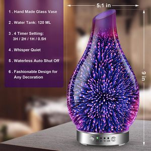 Bestseller Produkte Glas tragbare Diffusor Parfums Ultraschall Luftbe feuchter für zu Hause LED-Leuchten innovative Difusores
