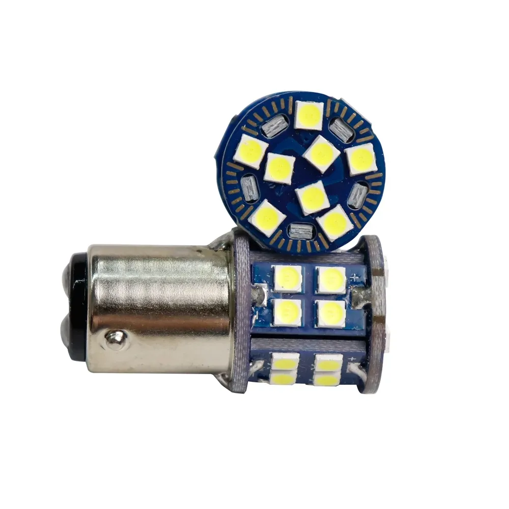 1156 BA15S 1157 BAY15D 28 SMD 3030 LED 2 ชิป 74440 7443 W21W DRL ไฟเลี้ยวไฟเบรคสีขาว Amber 12V 24V