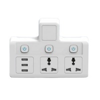3 <strong>Way</strong> Power Extension <strong>Socket</strong> with 3 Outlets <strong>Multi</strong> Plug Adapter With UK/UAE 3 Pin Plug for Home, Office - Product Image 3
