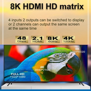 8K 60Hz 4K 120Hz Video Audio 4x2 HDMI Matrix 4 In 2 Out HDMI 2.1 Matrix HDMI Switch Splitter mit Controller