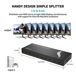 Divisor HDMI 4K 30Hz 1 entrada 8 salidas, 1 ORDENADOR 1 Monitor 8 + adaptador de corriente Divisor HDMI 4K 1x8 - Product Image 5
