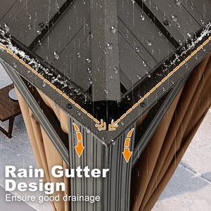 Abcgölgelik Hardtop Gazebo 12x16 Hardtop Gazebo Nettings Hardtop Gazebo çift üst açık demir Metal çift çatı Gazebo - Product Image 4