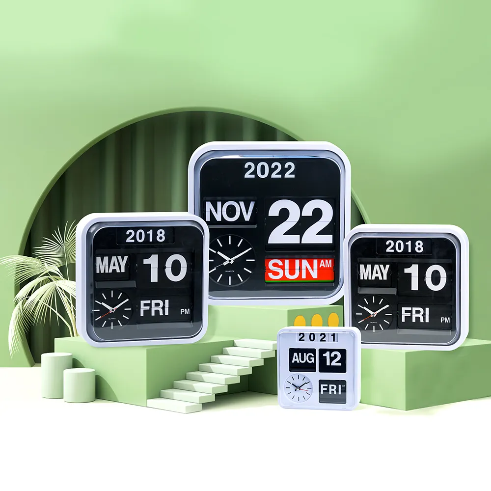 Office Home Decoration Page Turning Flip Card Day Date Clock Large Digital Auto Flip Clock Retro With Calendar