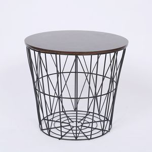 <strong>Set</strong> of 2 Iron <strong>MDF</strong> Metal Wire Round Coffee <strong>Table</strong> <strong>Set</strong> Living Room <strong>Table</strong> - Product Image 4