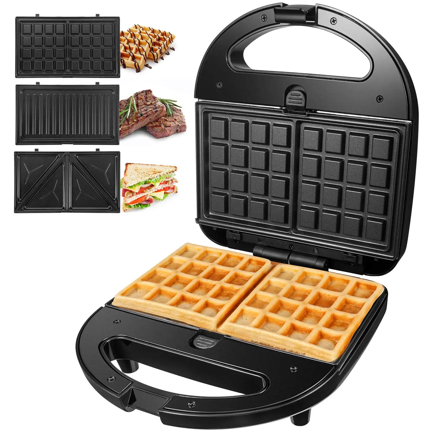 Mini gaufrier OEM Machine à sandwichs petit-déjeuner détachable Grille-pain Machine à sandwich antiadhésive avec poignée froide au toucher