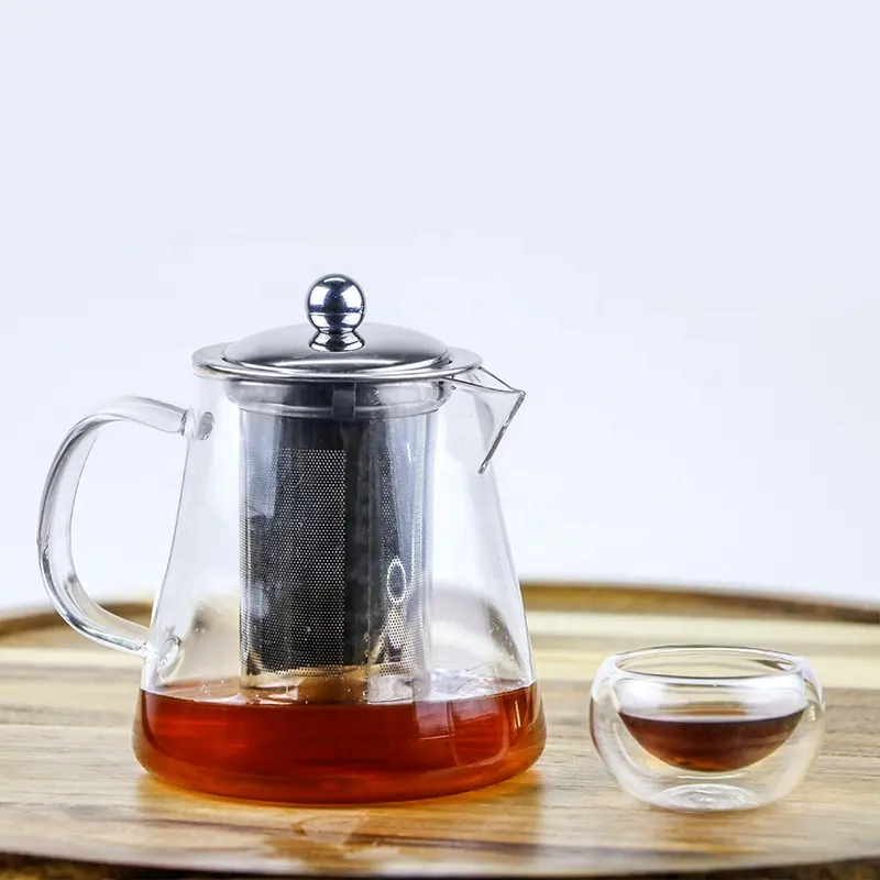 En gros résistant à la chaleur à haute teneur en borosilicate théière en verre avec infuseur