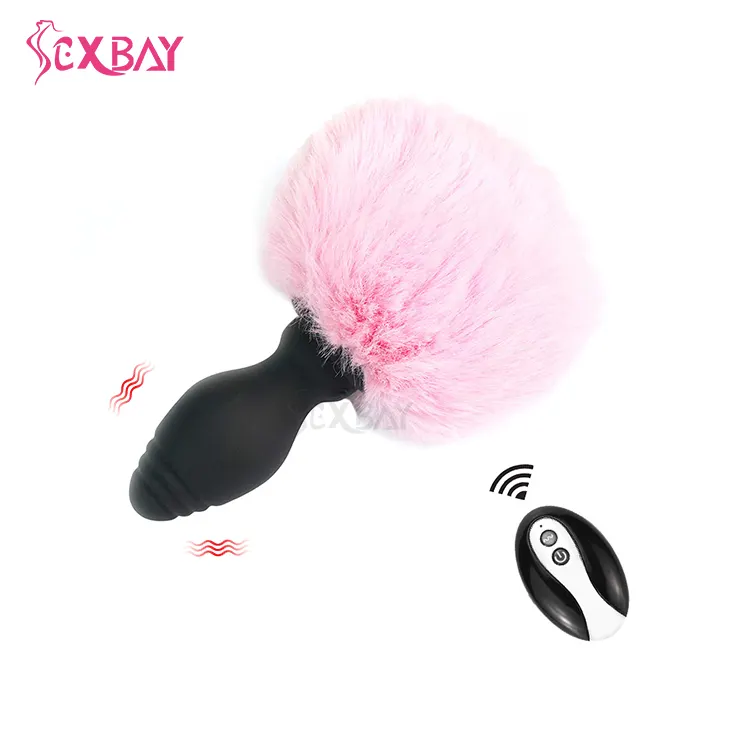 SEXBAY Amazon взрывной кроличий хвост шарик для волос Вибрирующая Анальная пробка может дистанционно управлять Фетиш анальный секс игрушки для мужчин и женщин