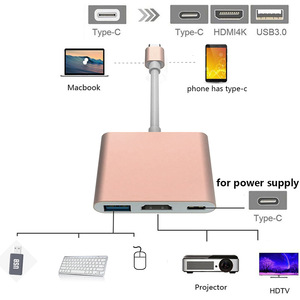 Hardware Software USB3.1 Tipo C a 4K HDTV USB 3,0 Estación de acoplamiento 3 en 1 USB C Hub - Product Image 2