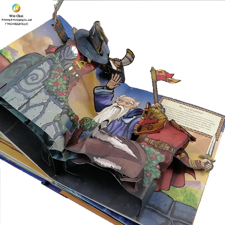 Papel artístico 3d con diseño personalizado para niños, libro pop up de León, impresión de libros de tapa dura, venta al por mayor