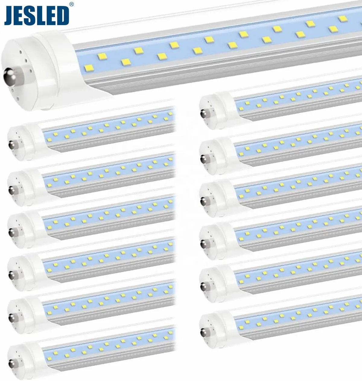 JESLED Bombillas LED de 8 Pies, Base Fa8 DE UN Solo Pin, 50W, 8 Pies, T8, T10, T12, Tubo de Luces LED de 96 Pulgadas, Reemplazo para Luz Fluorescente ETL