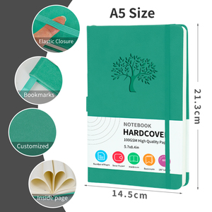 Eco Friendly Customized Colorful PU Leather Hardcover Lined Embossed Logo Writing A5 Journal <strong>Notebook</strong> <strong>with</strong> <strong>Elastic</strong> Band - Product Image 2