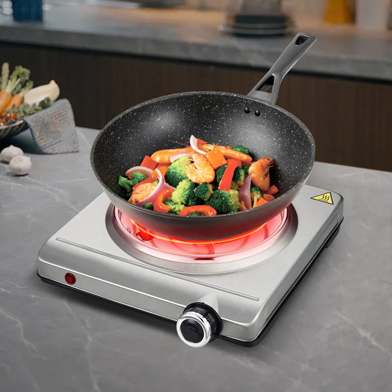 Mutfak aletleri ev elektrikli brülör soba yüksek kalite 1500w topuzu kontrol elektrikli soba 2 brülör gösterge ışığı ile
