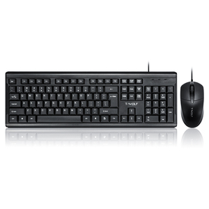 Teclado para juegos de ordenador con cable para oficina en casa, combinación de ratón, teclado de escritorio USB ergonómico, teclas clásicas universales de 104 para PC y portátil