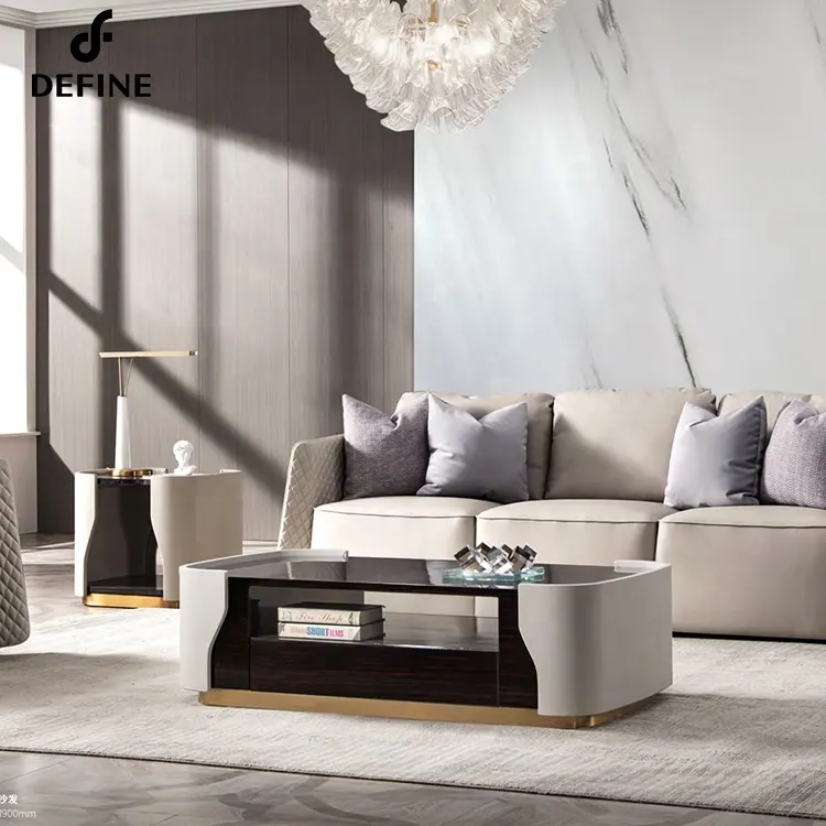 Italienisches Design hoch glänzende Malerei PU Polster rechteckigen Couch tisch mit Lagerung zum Verkauf