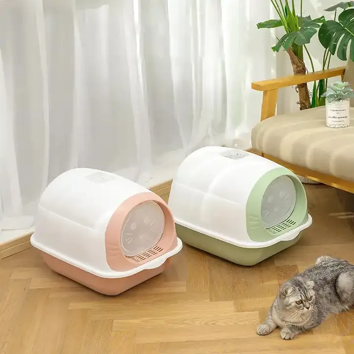 卸売完全密閉型大型猫トイレボックスセパレートデザインイージークリーンアンチスプラッシュペットトイレスクープ付き