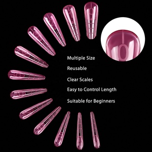 BQAN 11 boyutu kısa orta pembe yanlış tırnak oluşturucu jel uzatma kalıpları İpuçları çift formları özel Logo basın tırnak ipuçları - Product Image 4