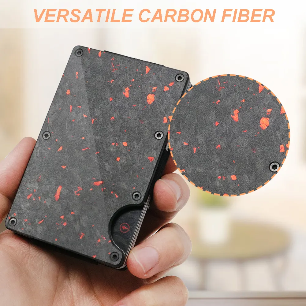 RFID Forged Carbon Fiber Forged Ember Wallet with Elastic Ba
