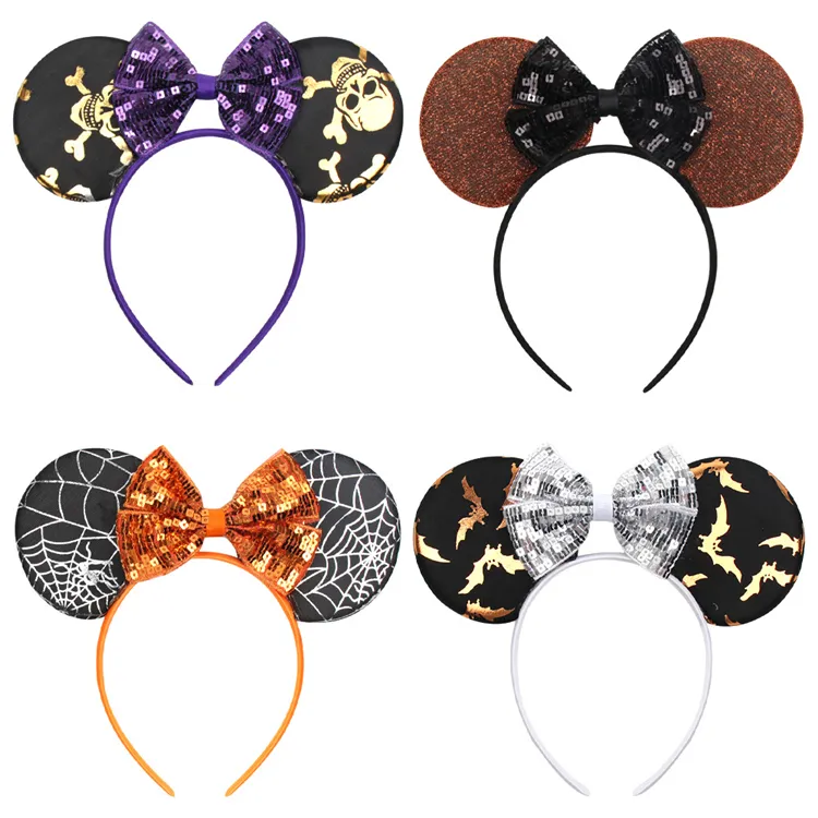 Arco de cabelo para halloween, acessórios de cabelo personalizados da minnie mouse, arco para crianças
