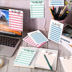 Bloc de notas personalizado Diseño gratuito Bloque de color Lista de tareas pendientes Notas adhesivas-Planificador de productividad personalizado para oficina/estudio/venta al por menor (MOQ 25 piezas) Bloc de notas personalizado - Product Image 4