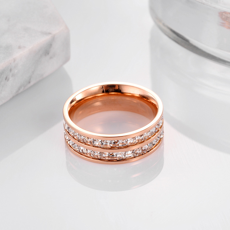 Double rangée de diamant-or rose