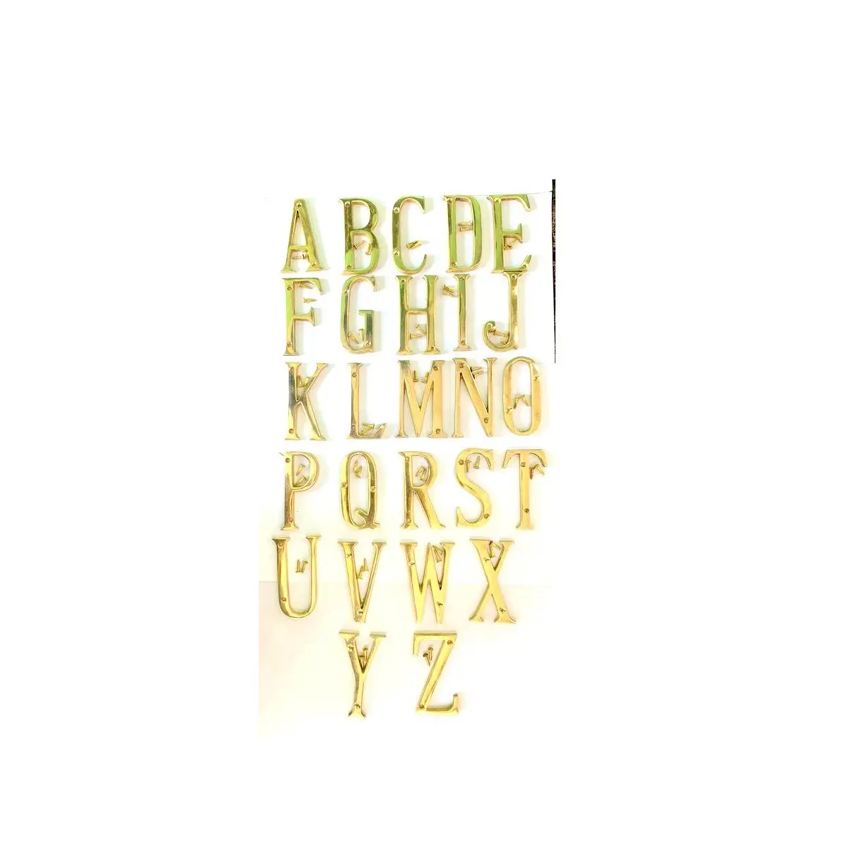 Venta caliente hecho a mano de latón macizo 50 mm 2 pulgadas letras del alfabeto para niños juego al aire libre de exportador indio