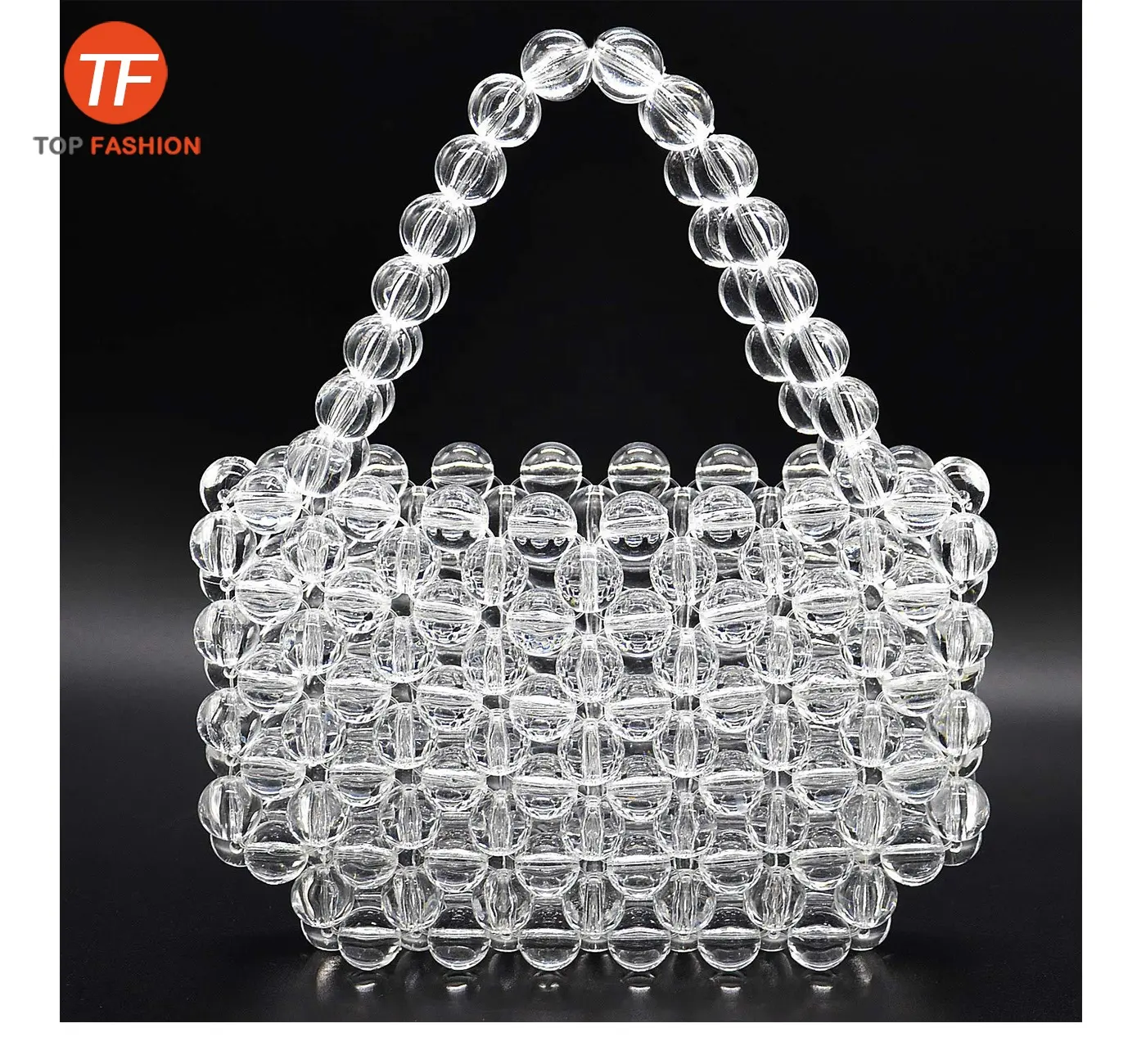 2019 Nice Handmade Resin Beads Purse Women Acrylic Beaded Top-Handle Handbag Clear Beads Ladies Tote Bag