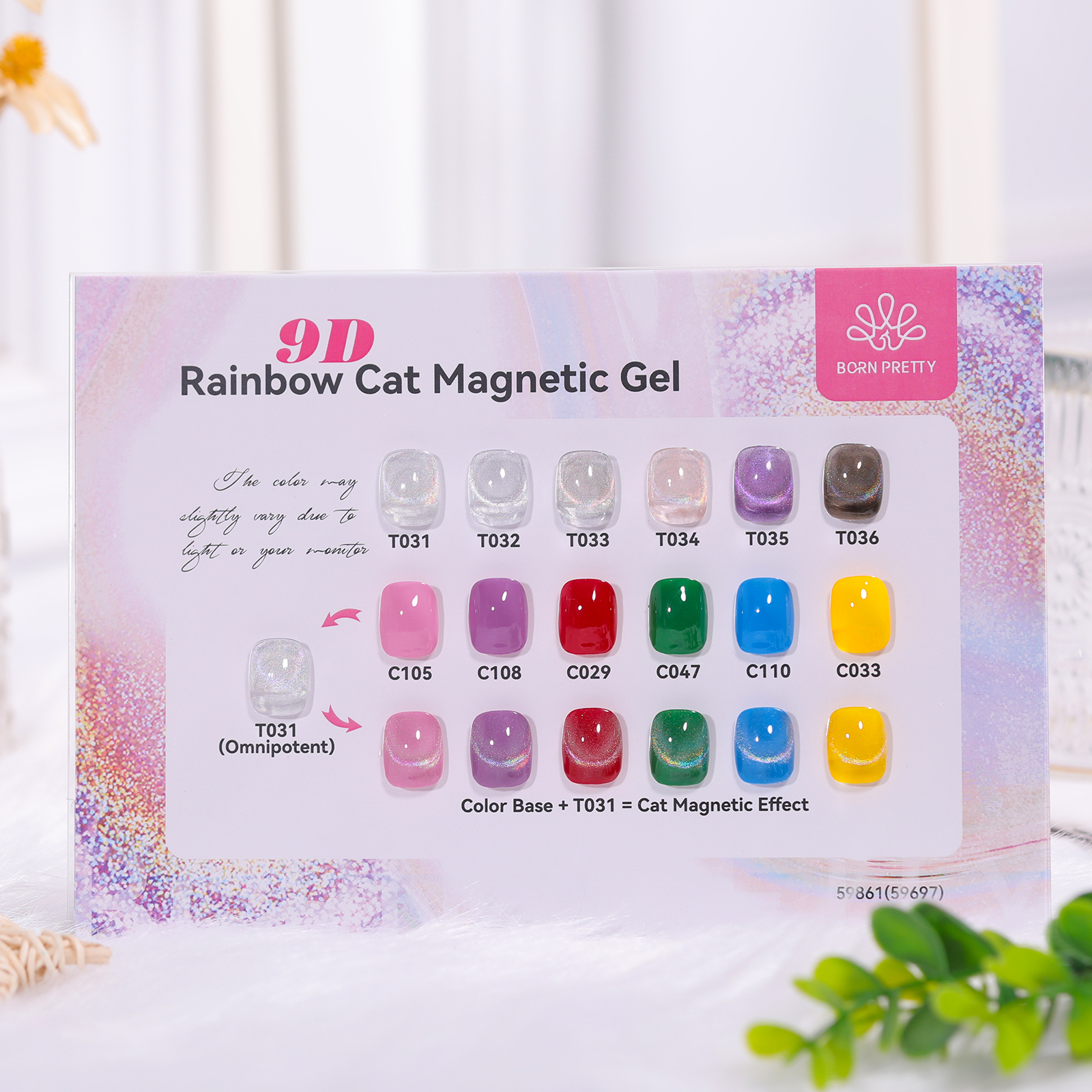 59861เจลแม่เหล็กแมวสีรุ้ง (T031-T036)