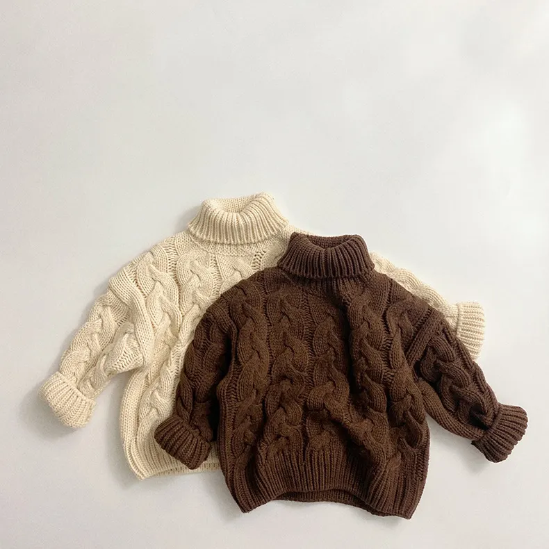 Boutique Hochwertige Herbst Frühling Baby Kleinkind Kleinkind Mädchen und Jungen Pullover Strick Kleidung Kinder einfarbig Pullover