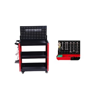 AOCHEN Automotive 3-Tier <strong>Tool</strong> Cart With Full Pegboard Side Hooks Automotive Hanging Trolley - Product Image 2