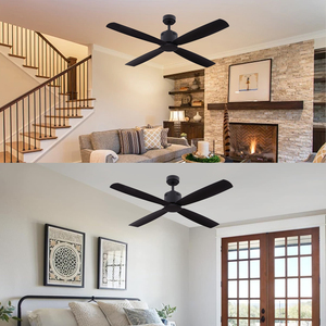 Offre Spéciale Ventilateur de plafond de 52 pouces Design moderne Noir mat 4 pales ABS Moteur silencieux (AC) Sans lumière-Blackout Electrique - Product Image 5