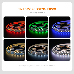 SHINESKY Hot Seeling DC24V Smd 5050 5 in 1 <strong>96leds</strong>/m 12mm 5 Colors in 1 <strong>Led</strong> Rgb Colorful Changing Rgbcw <strong>Led</strong> Strip - Product Image 3