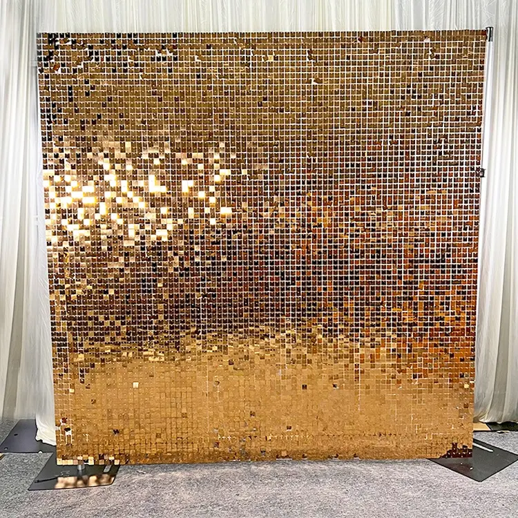 Painel de parede brilhante para decoração, painel de parede com lantejoulas de ouro champanhe brilhante para fundo