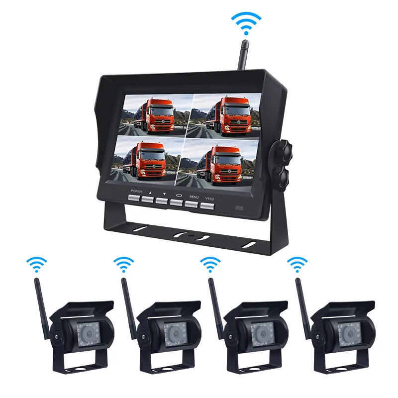 2.4G Digitale Car Rear View Parking Backup Voertuig 4CH Monitor Omkeren Kit Rear View Systeem Draadloze Reverse Camera