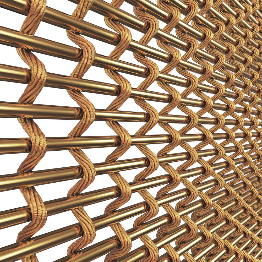 Corrosion Preventive Copper Brass Building Rigid Metal Facades Rod Cable Woven Wire Mesh Lightweight Bronze Metal Mesh