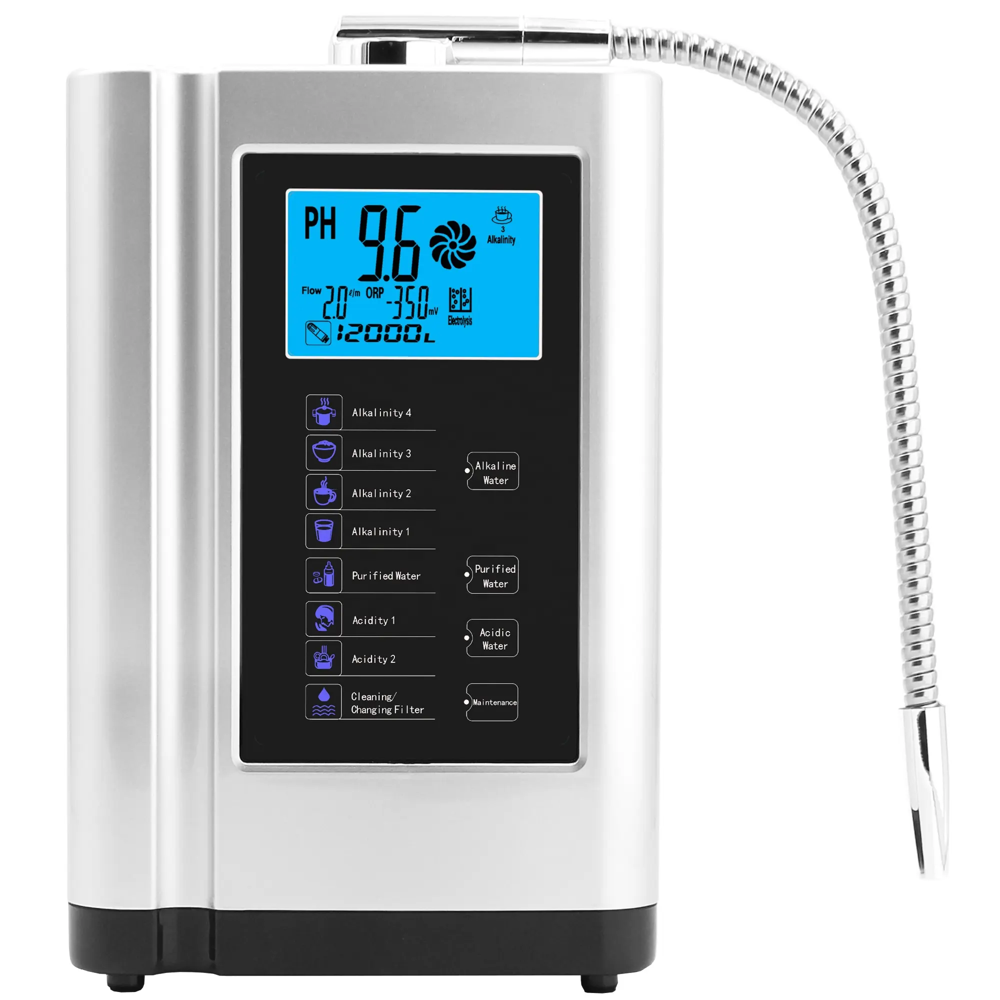 Ionizador de agua alcalina, máquina rica en hidrógeno de 5 Placas con alto valor de PH, purificador de filtro de agua alcalina japonesa