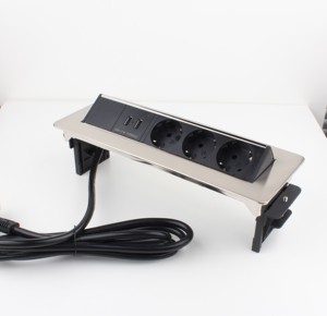 Multienchufes de escritorio eléctrico OEM con 3 salidas y cargador USB Enchufes montados al ras de mesa Enchufe emergente de escritorio - Product Image 2