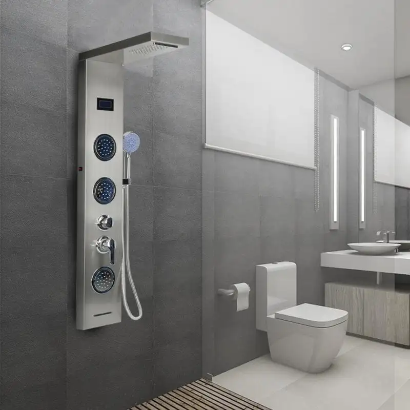 Sensor de temperatura de cascata para banheiro, tela de banho portátil com luz led para chuveiro, acessórios de banheiro
