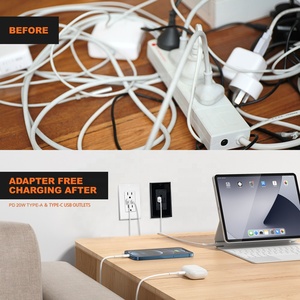 US Standard Duplex Receptacle 15A <strong>l</strong> <strong>Socket</strong> with Dual Usb <strong>Socket</strong> with Wall Mounted Usb Outlet <strong>Type</strong> A+C Usb <strong>Socket</strong> Us Plug - Product Image 4