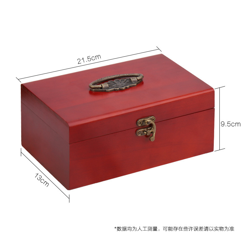Boîte à couture de luxe en bois massif rouge vif (boîte vide)