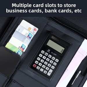 Carpeta de archivos A4 personalizable multifunción con cremallera bolsa Manager Business Notebook almacenamiento de documentos Funda de cuero para ventas A6 A5