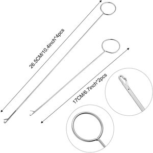 6Pcs/Set Loop Turner <strong>Hook</strong> <strong>With</strong> <strong>Latch</strong> for Turning Fabric Tubes Binding - Product Image 2