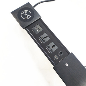 Toma de corriente multifunción integrada para escritorio, enchufe deslizante de sobremesa, 2 de potencia, 2 Usb, 1 red y 1 cargador inalámbrico - Product Image 4