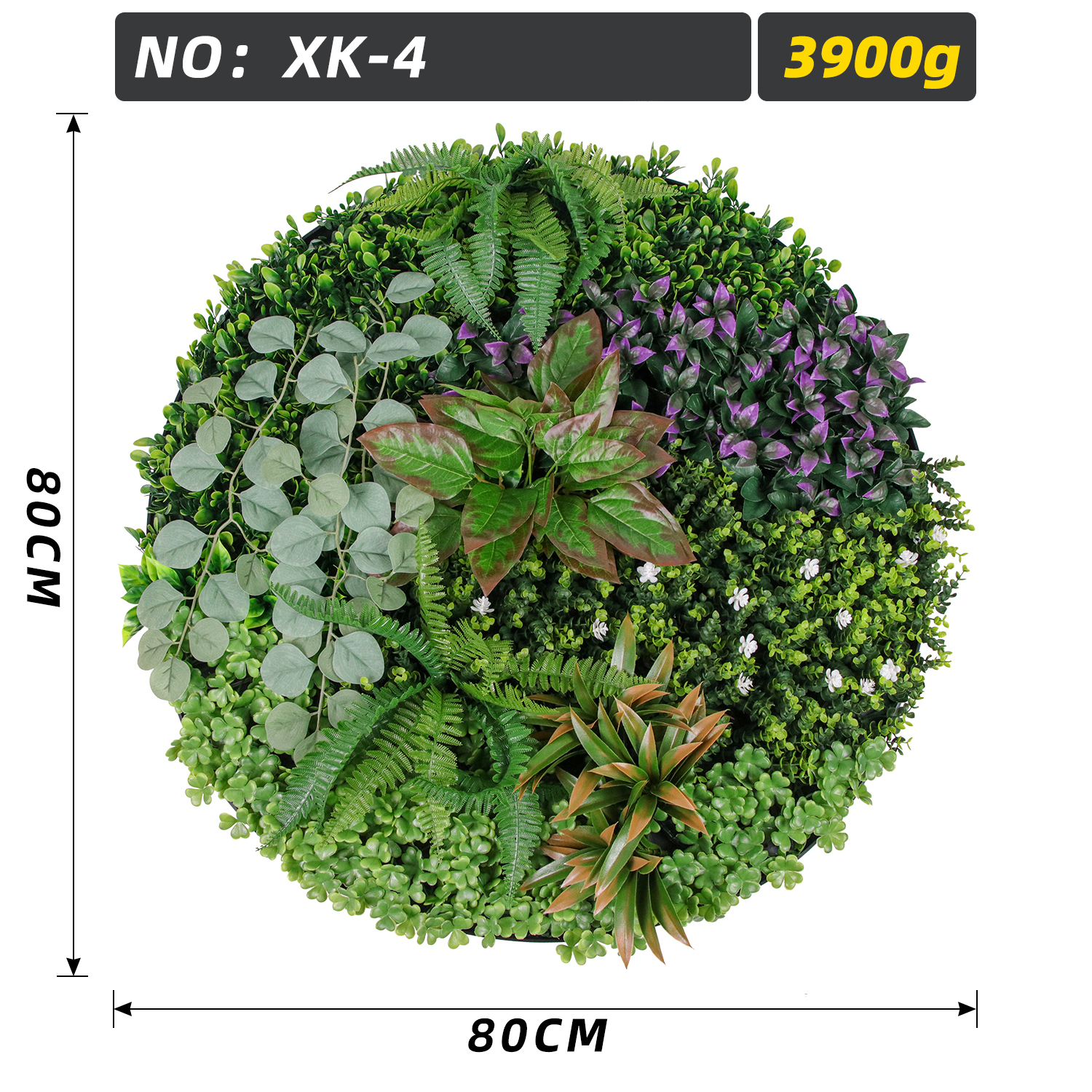 Round Eucalyptus Purple Foliage Artificial Plant Wall Panel