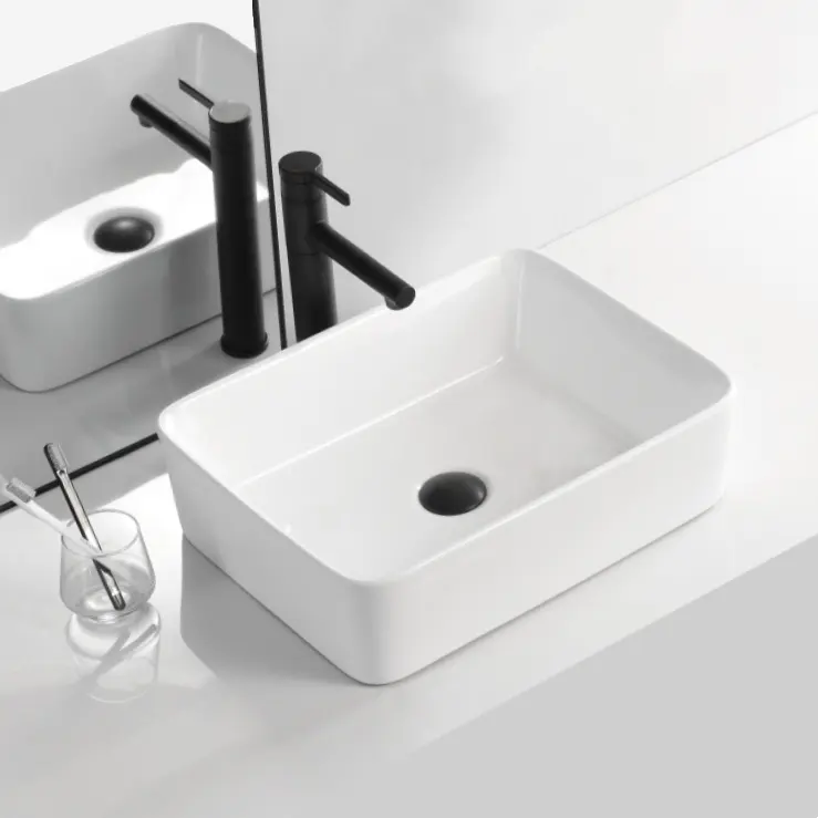 SIMILAR Factory Wholesale Ceramic Rectangular Countertop Hand Wash Basin For Bathroom