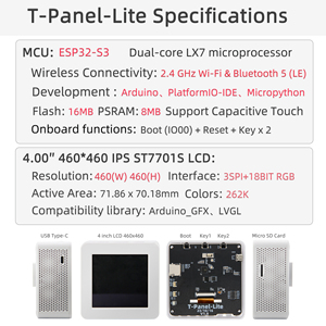 LILYGO T-Panel-LIite S3 4,0-Zoll-LCD ESP32-S3 Dual Mcu Entwicklungsbrett 460*460 LCD-Bildschirm WLAN Bluetooth-Modul - Product Image 6