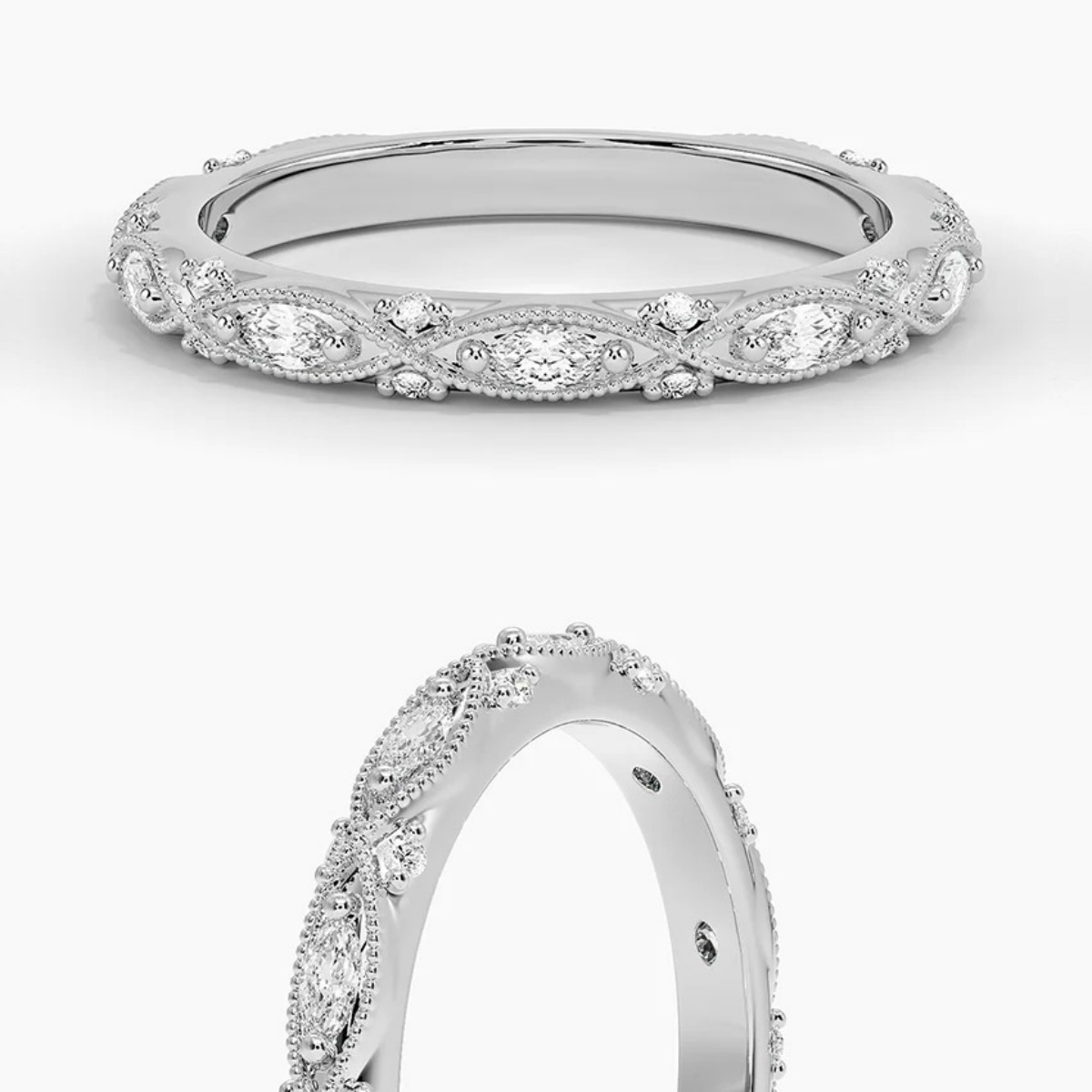 Anillo Vintage / Milgrain con Diamantes