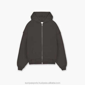 Người đàn ông của tùy chỉnh trống len bông Zip lên đôi HOODIE ZIP Áo khoác cổ điển axit Đá rửa Heavyweight đầy đủ Zip Hoodie - Product Image 2