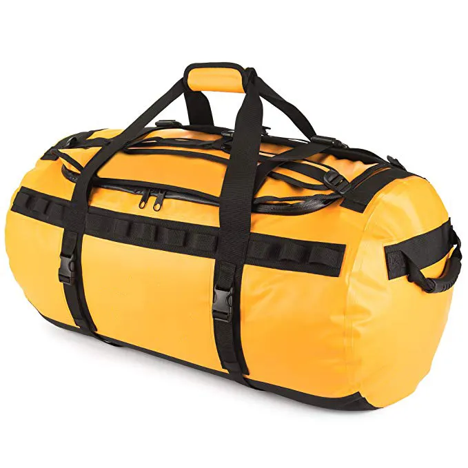 กระเป๋าเดินทางขนาดใหญ่ 500D ทำความสะอาด PVC ผ้าใบกันน้ำกีฬา GYM Duffel Bag กระเป๋าเป้สะพายหลัง