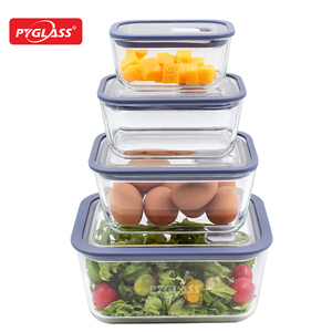 Recipiente de vidrio Pyglass para alimentos con almacenamiento anidado, caja de almacenamiento de alimentos de vidrio con tapa de ventilación deslizante, fiambrera de vidrio para regalos de cocina - Product Image 1